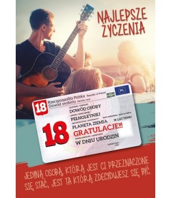Kartka na osiemnastkę z dowodem osobistym GIFT144