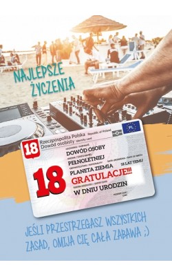 Kartka na osiemnastkę z dowodem osobistym GIFT149