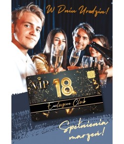 Kartka na 18 urodziny z kartą kredytowa VIP GIFT152