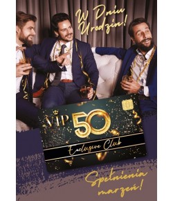 Kartka na 50 urodziny z kartą kredytowa VIP GIFT158