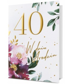 Kartka na 40 urodziny elegancka akwarela HM2726