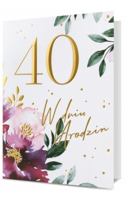 Kartka na 40 urodziny elegancka akwarela HM2726