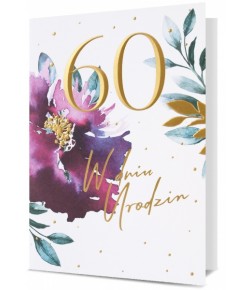 Kartka na 60 urodziny elegancka, pastelowa HM2728