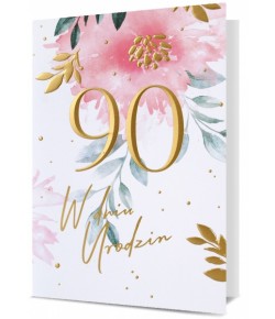 Kartka na 90 urodziny elegancka, pastelowa HM2731