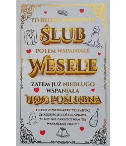 Kartki ślubne z zawieszką na drzwi Noc Poślubna  5K18