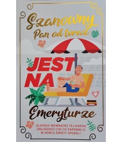 Kartka dla Emeryta z zawieszką na drzwi, zabawna JCX63