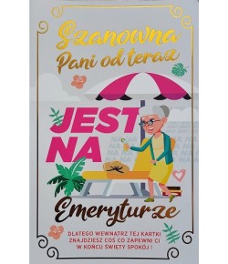 Kartka dla Emerytki z zawieszką na drzwi, zabawna JCX64