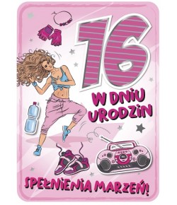Kartka na 16 urodziny dla dziewczyny GM756