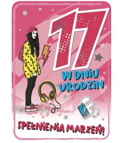 Kartka na 17 urodziny dla dziewczyny GM758