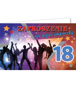 Zaproszenie na 18-tkę zestaw 10 szt  ZZ04
