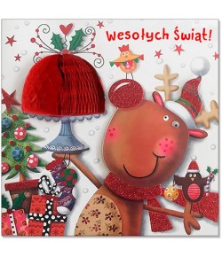 Kartka świąteczna zabawna bogate zdobienia HM1434