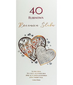 Kartka na 40 Rocznicę Ślubu Rubinową DLLUX39R