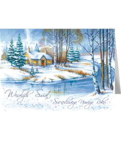 Pejzaż zimowy kartka bez życzeń  B-BT 614