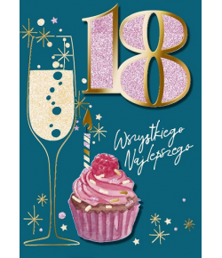 Kartka na 18 urodziny bogato zdobiona DK769