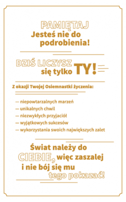 Kartka na 18 urodziny z życzeniami  W3