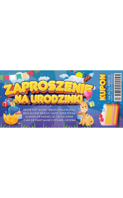 Zaproszenie na urodzinki z kuponem na Tort 10szt ZDL12