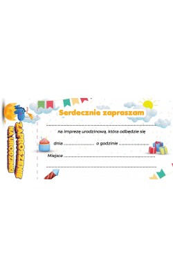 Zaproszenie na urodzinki z kuponem na Tort 10szt ZDL12
