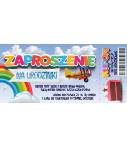 Zaproszenie na urodzinki z kuponem na Tort 10 szt ZDL11
