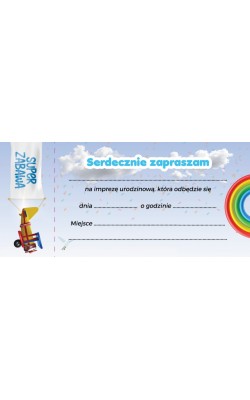Zaproszenie na urodzinki z kuponem na Tort 10 szt ZDL11