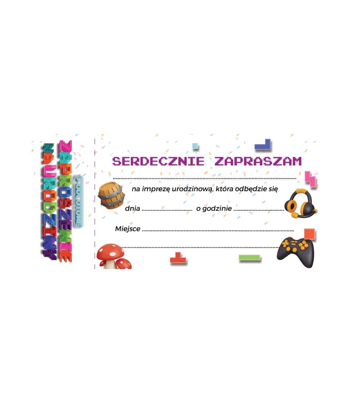 Zaproszenie na urodziny z kuponem na Tort 10 szt ZDL10