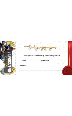Zaproszenie na urodziny z biletem Vip komplet 10 szt ZDL7
