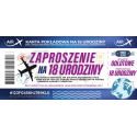 Zaproszenie na odlotową osiemnastkę z biletem First Class 10 szt ZDL6