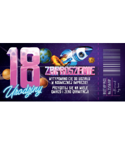 Na 18 urodziny zaproszenie z biletem VIP zestaw 10 szt ZDL5