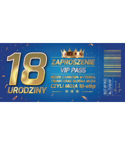 Zaproszenie na osiemnastkę z biletem VIP komplet 10 szt ZDL3