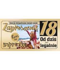 Zaproszenia na osiemnastkę komplet 10 szt ZAB145