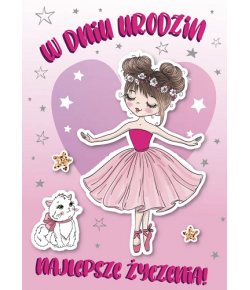 Kartka urodzinowa dla Dziewczynki baletnicy GM906