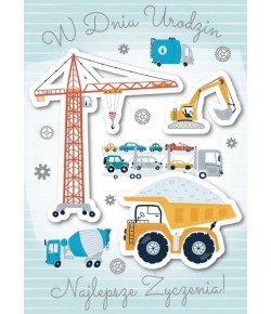 Kartka urodzinowa dla chłopca, budowniczego GM901