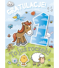 Kartka na Pierwsze Urodzinki z życzeniami GM895