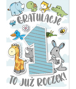 Kartka na Roczek z życzeniami GM893