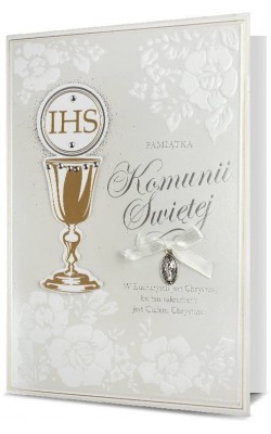 Kartki na Komunię z medalikiem HM804