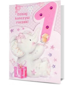 Kartka na Roczek dla dziewczynki HM1639