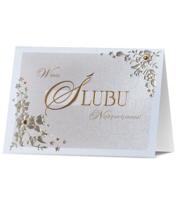 Kartka na ślub perłowa Silver6