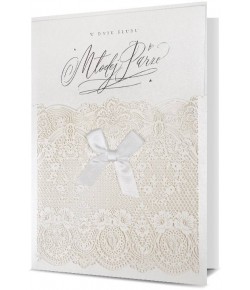 Kartka ślubna z ażurowymi zdobieniami duża PDP193