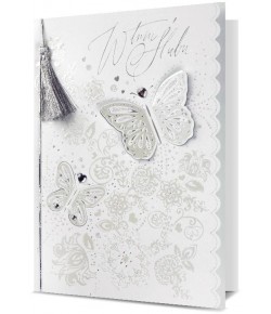 Kartka na ślub biała, perłowa HM1814