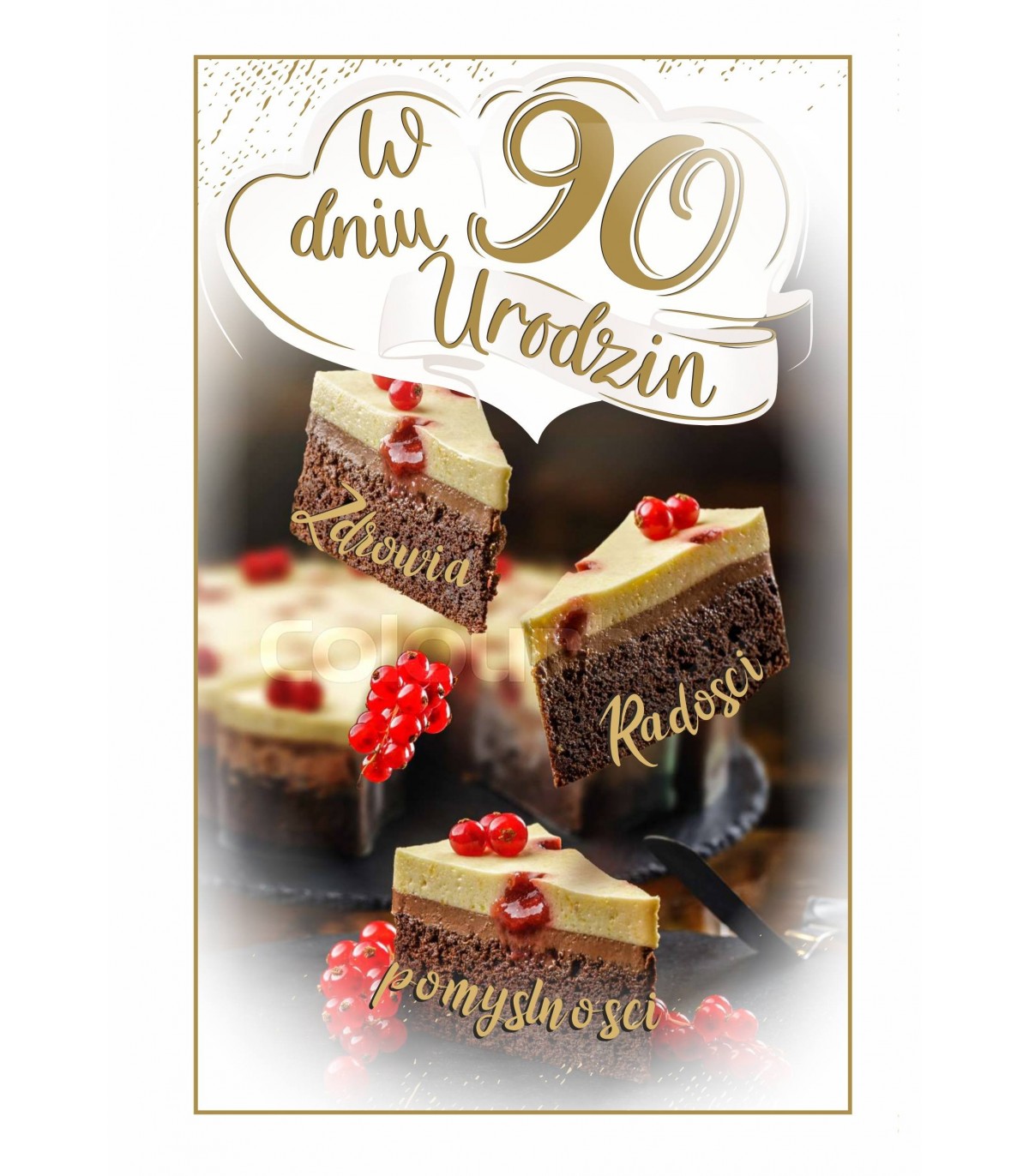 Kartka na 90 urodziny z życzeniami PS28