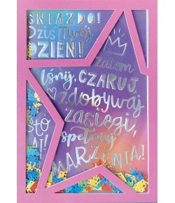 Kartka zdobiona konfetti dla Dziewczyny KNF50