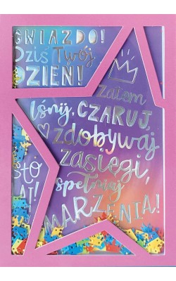 Kartka zdobiona konfetti dla Dziewczyny KNF50