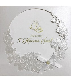 Prezent na Komunię Kartka pięknie zdobiona H665K