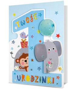 Kartka na Roczek dla chłopczyka, cudowna H2849