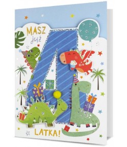 Kartka na 4 urodzinki pięknie zdobiona H2852