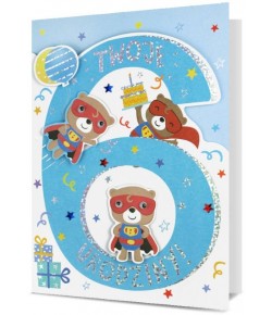 Kartka na 6 urodziny dla chłopca Superbohatera H2854