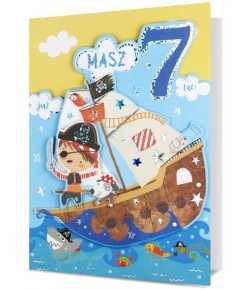 Kartka na 7 urodziny dla Chłopca pirata H2855
