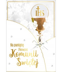 Kartka Komunijna pięknie zdobiona DK890