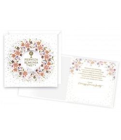 Kartka na Komunię pięknie zdobiona XL KPE189