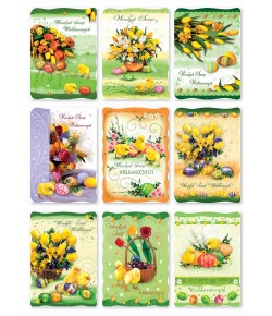 Kartki Pocztówki wielkanocne zestaw 9 szt PWZ
