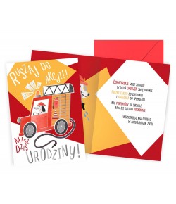 Kartka urodzinowa dla chłopca strażaka PR500